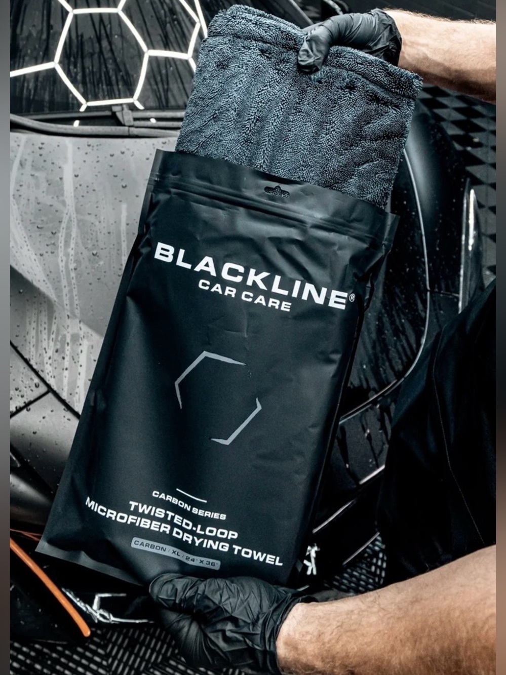 Blackline Car Care Carbon Series Black Twisted-Loop Microfiber Drying Towel